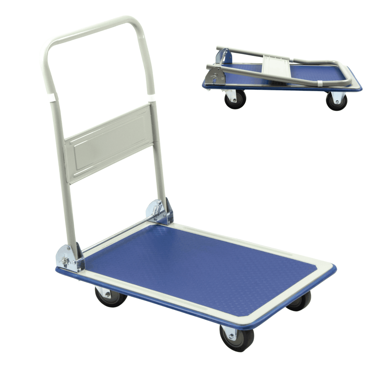 Platform Hand Truck, Push Cart Dolly, Compact & Foldable for Easy Storage and Mobility, 330-660 lb Capacity, 360 Degree Swivel Wheels, Blue - SUNMAX