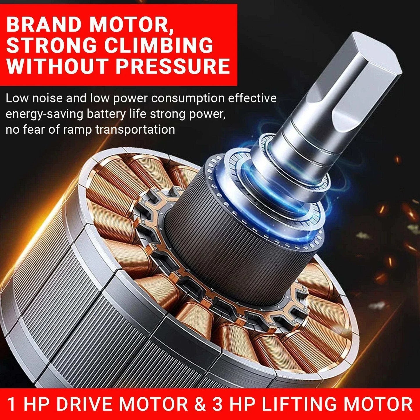 Electric pallet stacker powerful 1 hp drive motor and 3 hp lifting motor with energy-saving battery and strong climbing ability