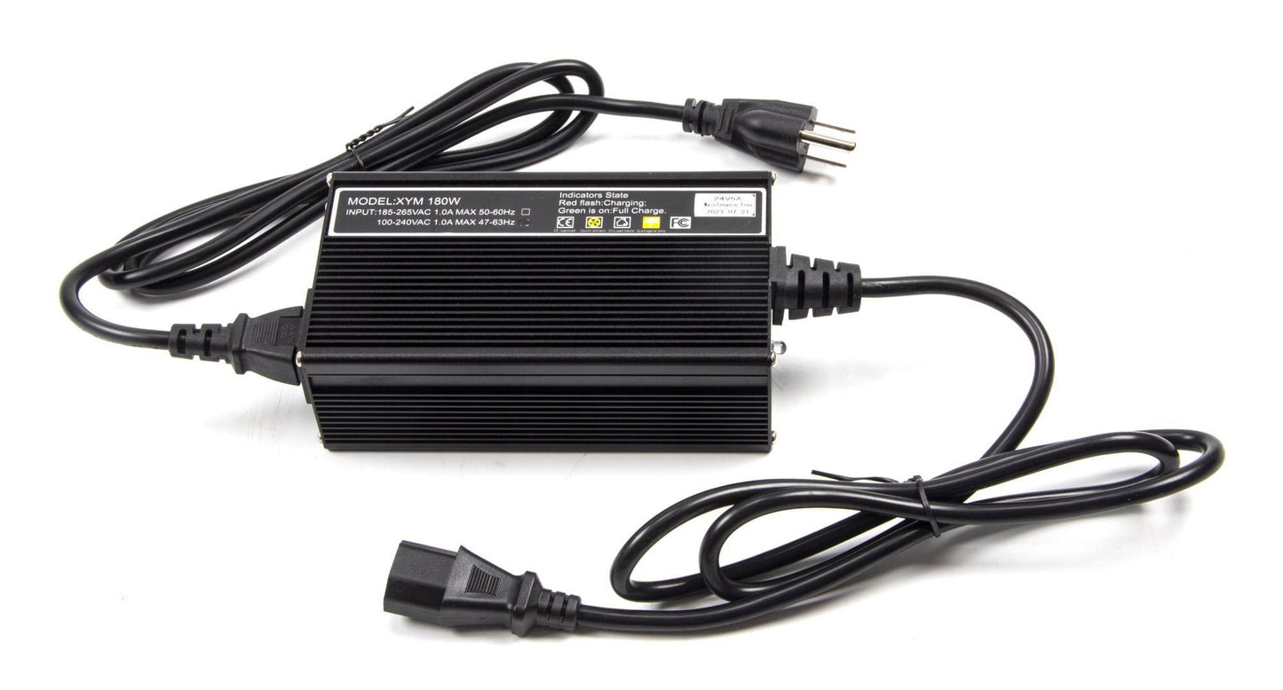 Lead-acid battery charger for SUNMAX RT15 floor scrubber with safety features and power cords