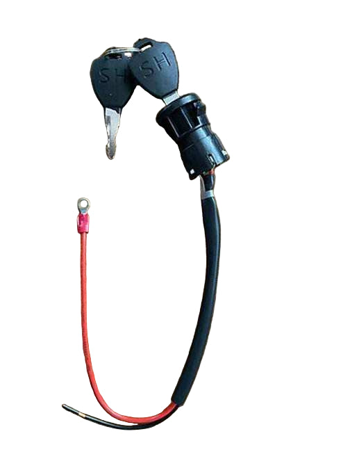 Lock and key set for floor scrubber machines with black and red wiring