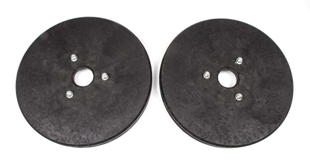 Pair of black circular pad driver holders for SUNMAX RT120 floor scrubber machine, pack of 2