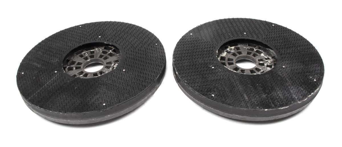 Pair of black pad driver holders for SUNMAX RT120 floor scrubber machine burnishing pads