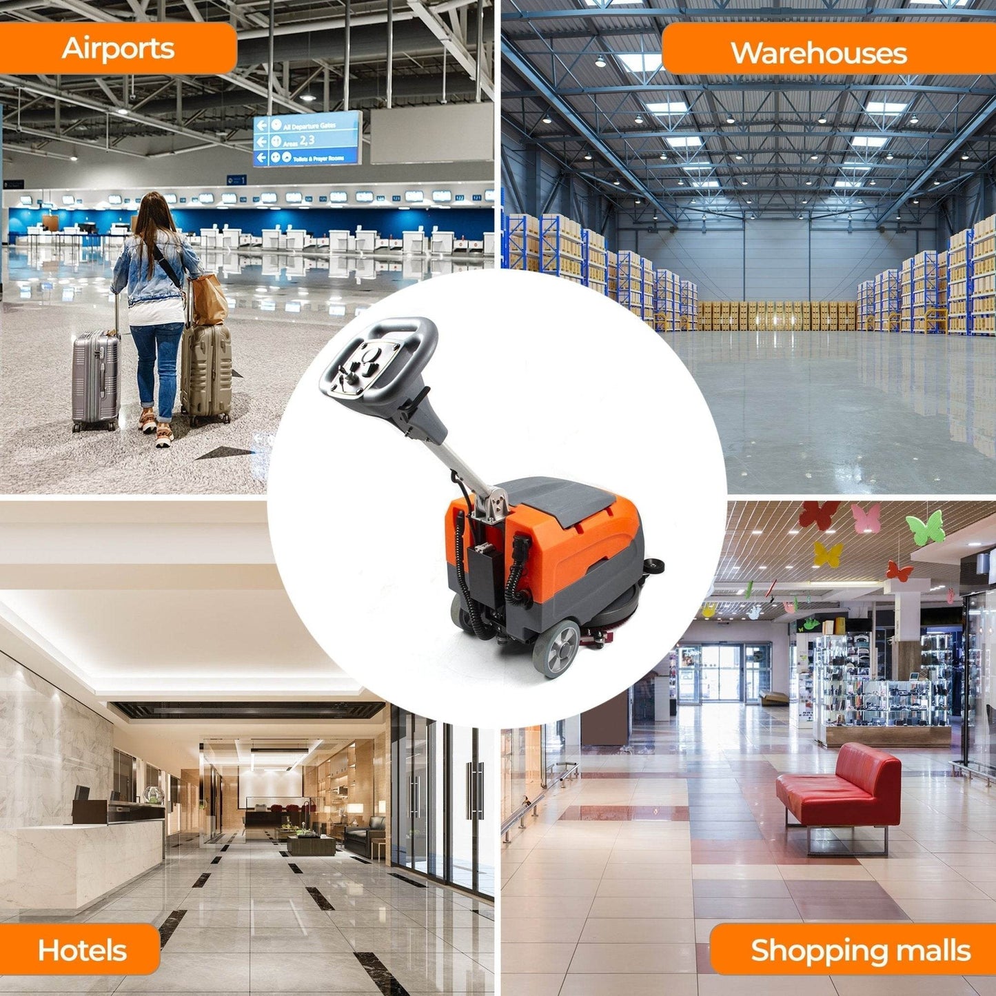 RT35 17" Walk behind Floor Scrubber Machine for sale, 19000 sqft/h, with Anti - Collision Wheel - SUNMAXSUNMAXFloor Scrubber Machine