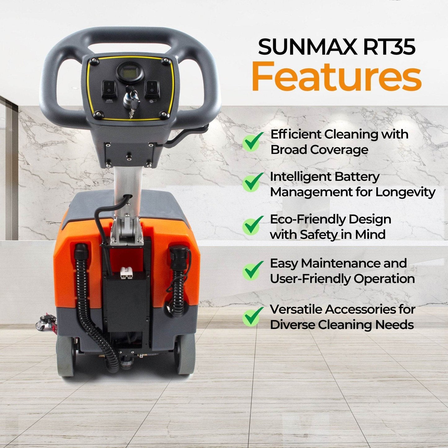 RT35 17" Walk behind Floor Scrubber Machine for sale, 19000 sqft/h, with Anti - Collision Wheel - SUNMAXSUNMAXFloor Scrubber Machine