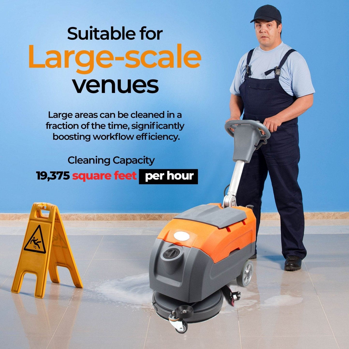 RT35 17" Walk behind Floor Scrubber Machine for sale, 19000 sqft/h, with Anti - Collision Wheel - SUNMAXSUNMAXFloor Scrubber Machine
