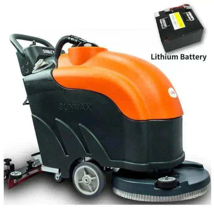 22-inch brush scrubbing path battery-powered floor scrubber with lithium battery for warehouse floor cleaning