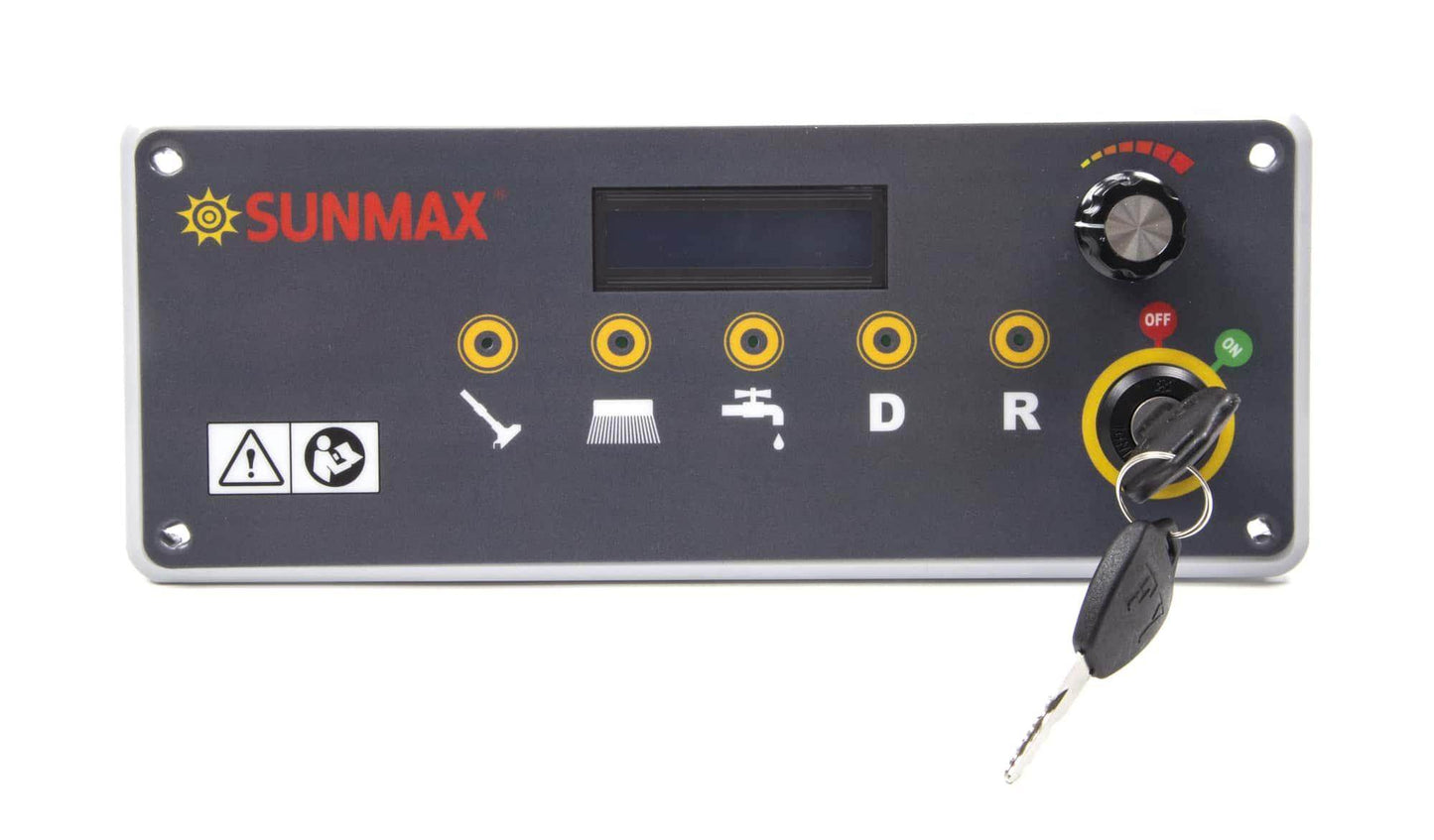 Sunmax RT50D+ Self-Propelled Floor Scrubber control panel with key and mode indicators