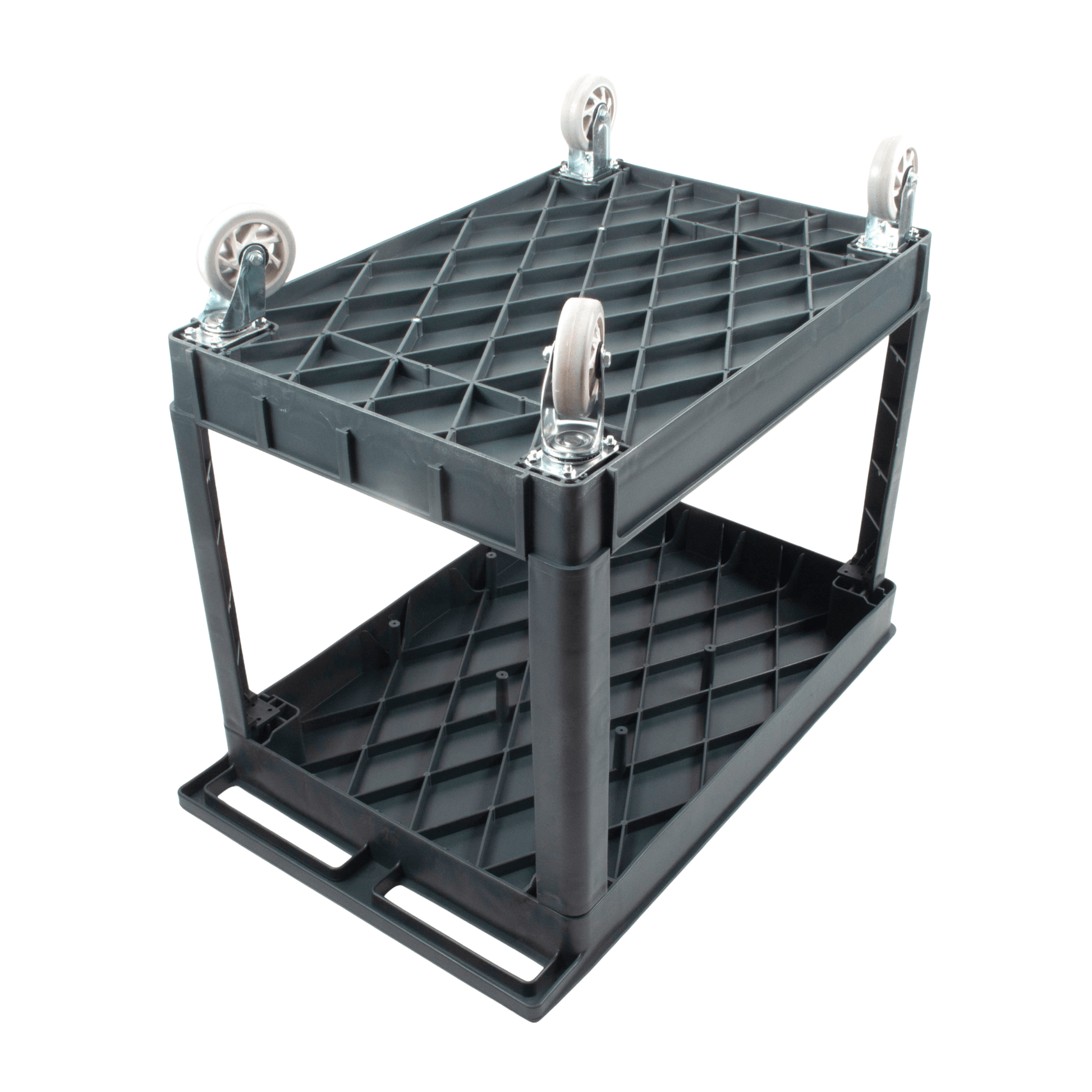 SC2500DP Heavy-Duty Utility Cart with Flat Top Shelf – 2-Tier Rolling Service Cart - SUNMAX