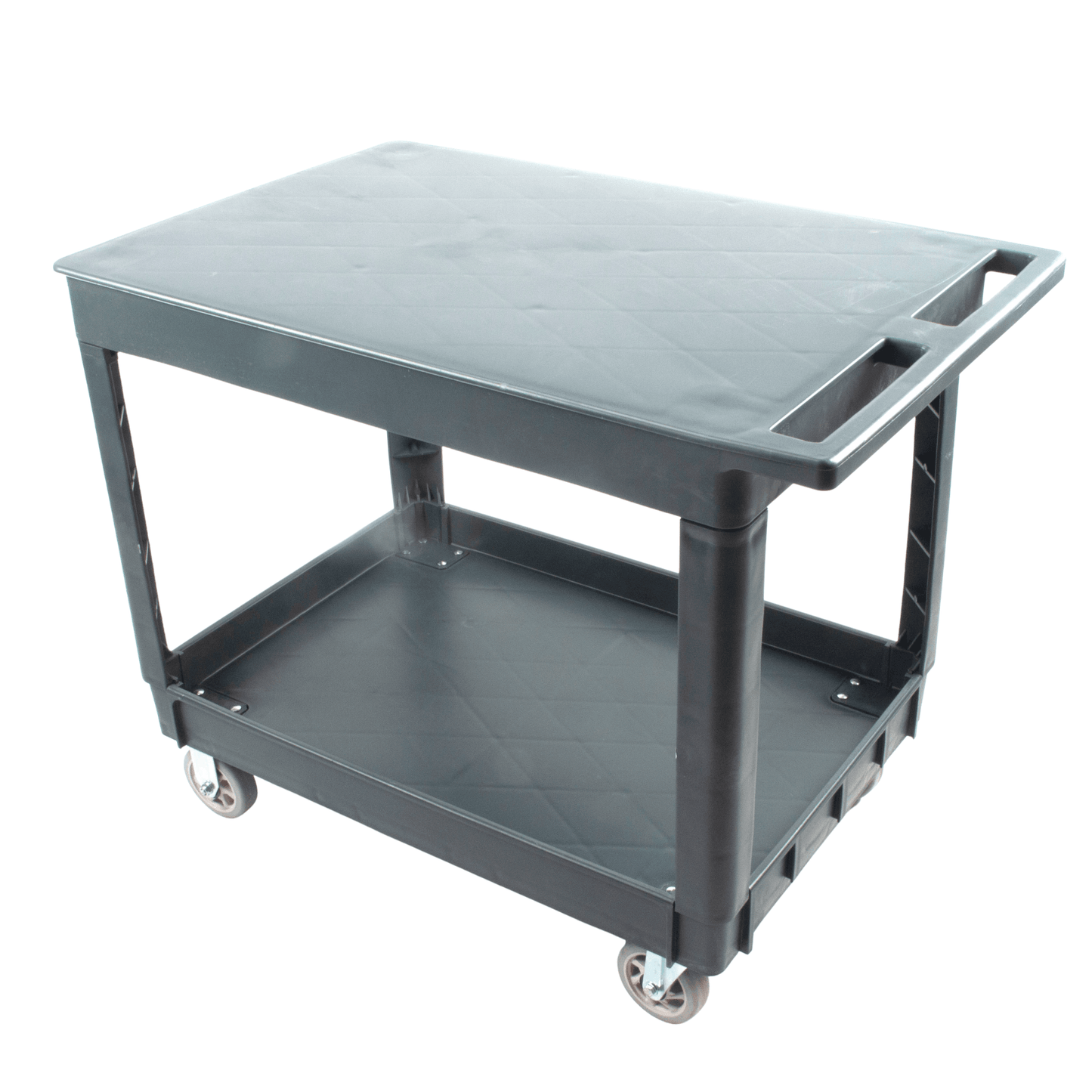 SC2500DP Heavy-Duty Utility Cart with Flat Top Shelf – 2-Tier Rolling Service Cart - SUNMAX