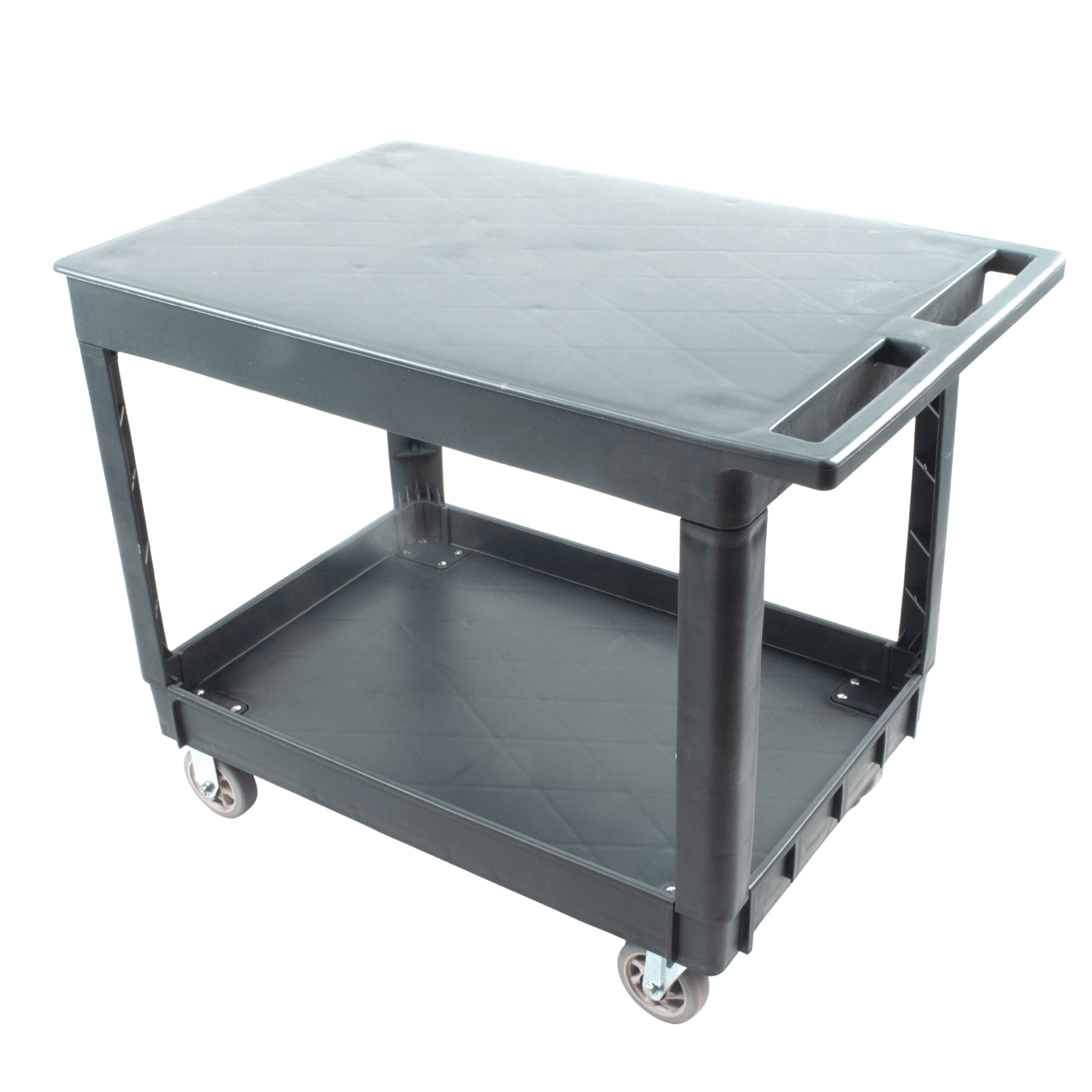 SC2500DP Heavy-Duty Utility Cart with Flat Top Shelf – 2-Tier Rolling Service Cart - SUNMAX