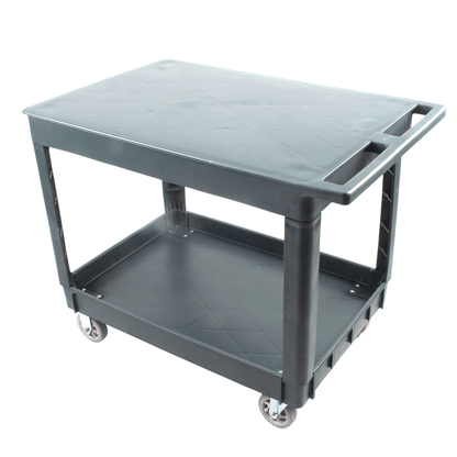 SC2500DP Heavy-Duty Utility Cart with Flat Top Shelf – 2-Tier Rolling Service Cart - SUNMAX