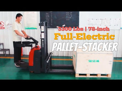 Electric Pallet Stacker, 3300 lbs Capacity, 78" Lifting Height